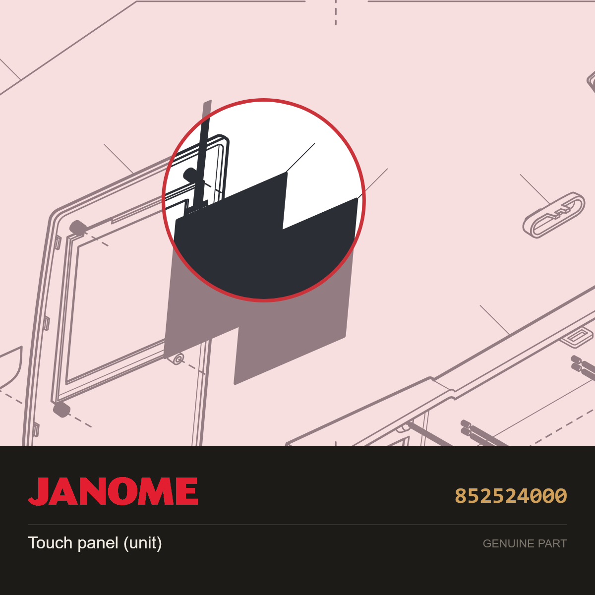 Touch Panel, Janome #852524000 — shown on the Janome parts diagram