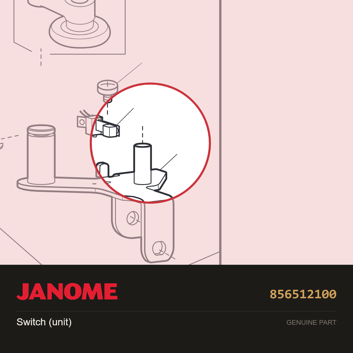 Reef switch (unit), Janome #856512100 — shown on the Janome parts diagram