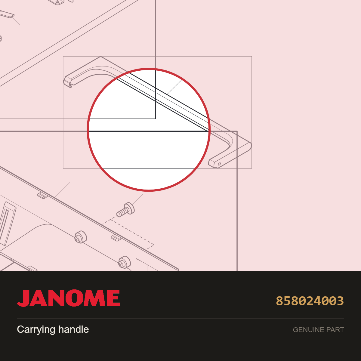 Carrying handle, Janome #858024003 — shown on the Janome parts diagram