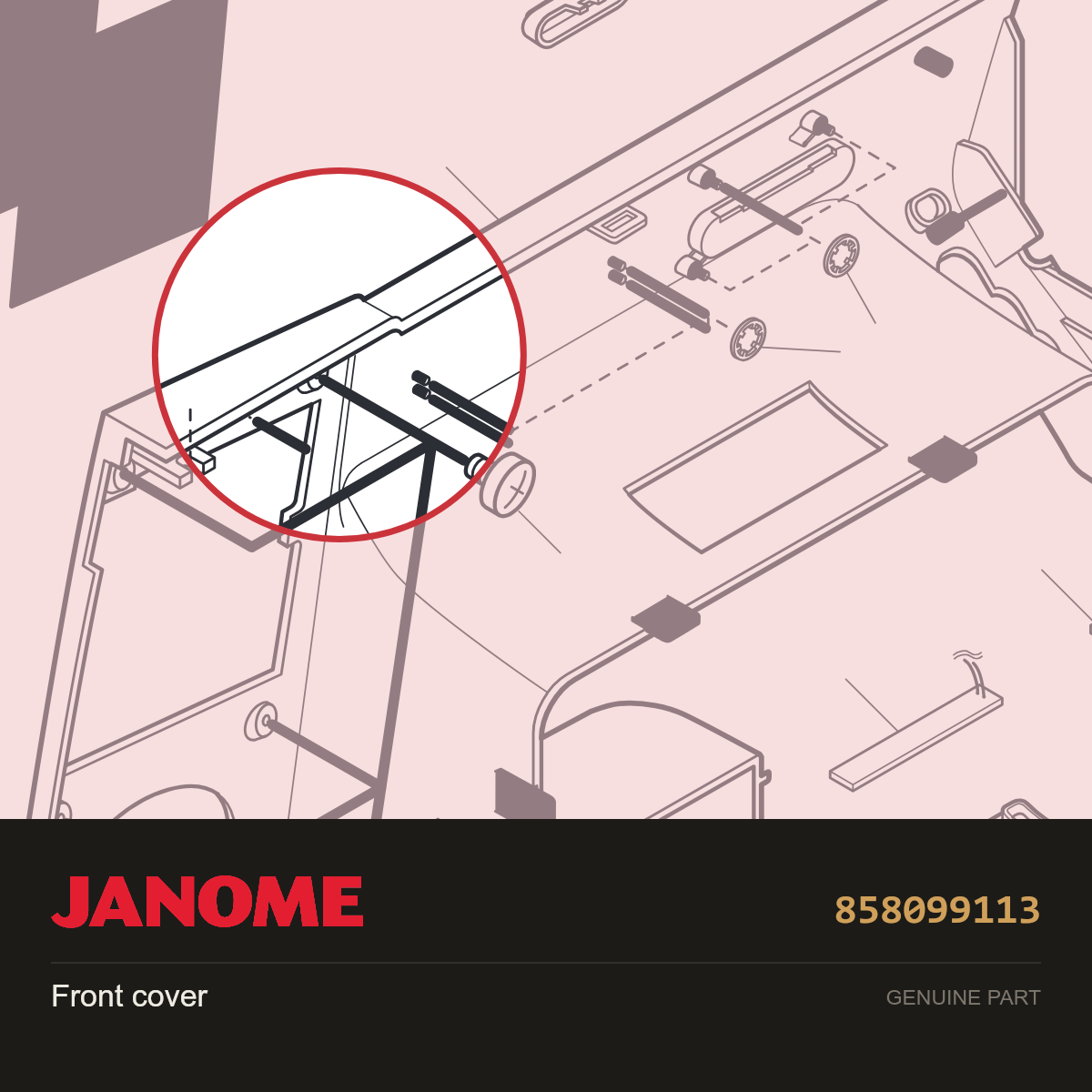 Front cover complete, Janome #858099113 — shown on the Janome parts diagram