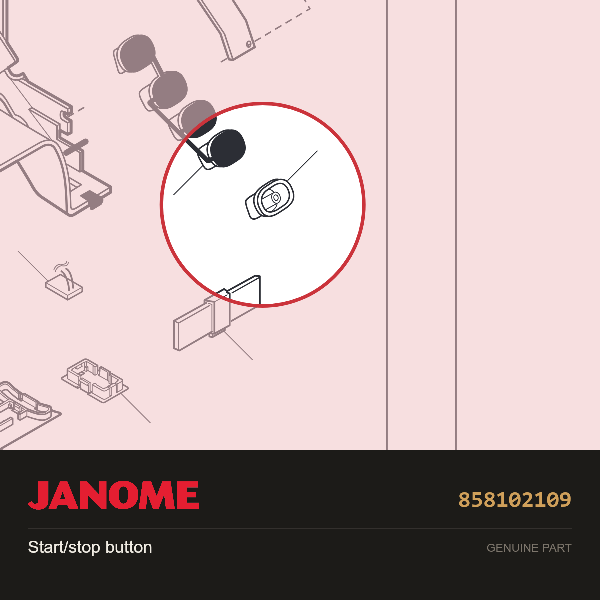 Start/stop button, Janome #858102109 — shown on the Janome parts diagram