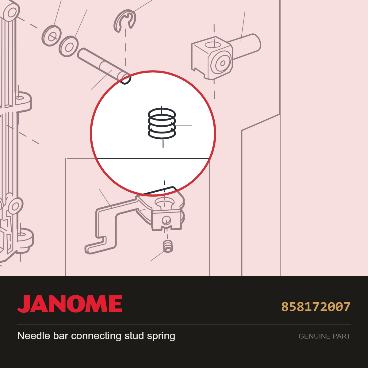 Needle bar supporter spring, Janome #858172007 — shown on the Janome parts diagram