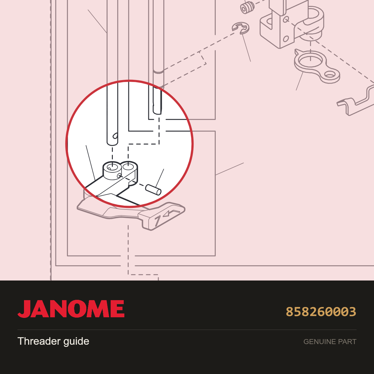 Threader guide, Janome #858260003 — shown on the Janome parts diagram