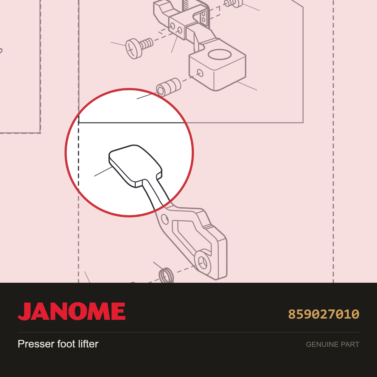 Presser foot lifter, Janome #859027010 — shown on the Janome parts diagram
