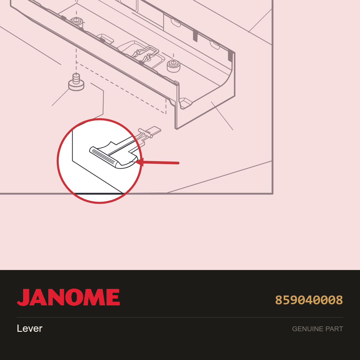 Lever, Janome #859040008 — shown on the Janome parts diagram