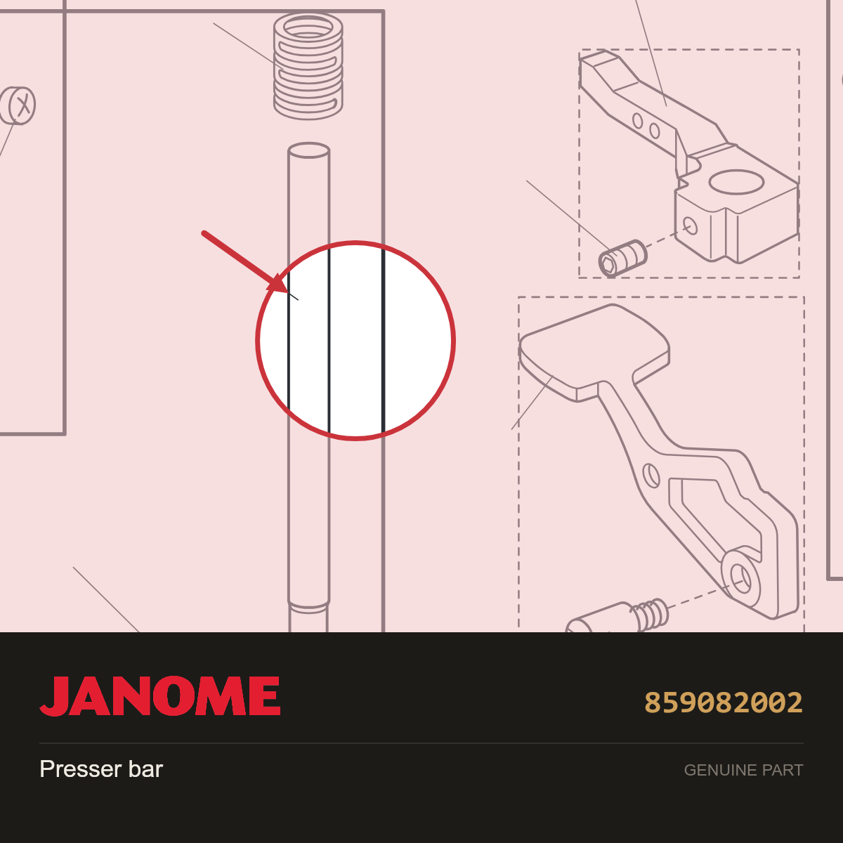 Presser bar, Janome #859082002 — shown on the Janome parts diagram