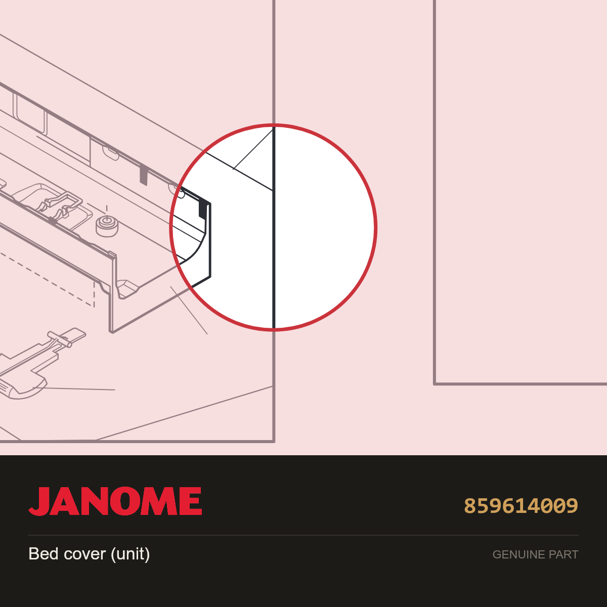 Bed cover (unit), Janome #859614009 — shown on the Janome parts diagram