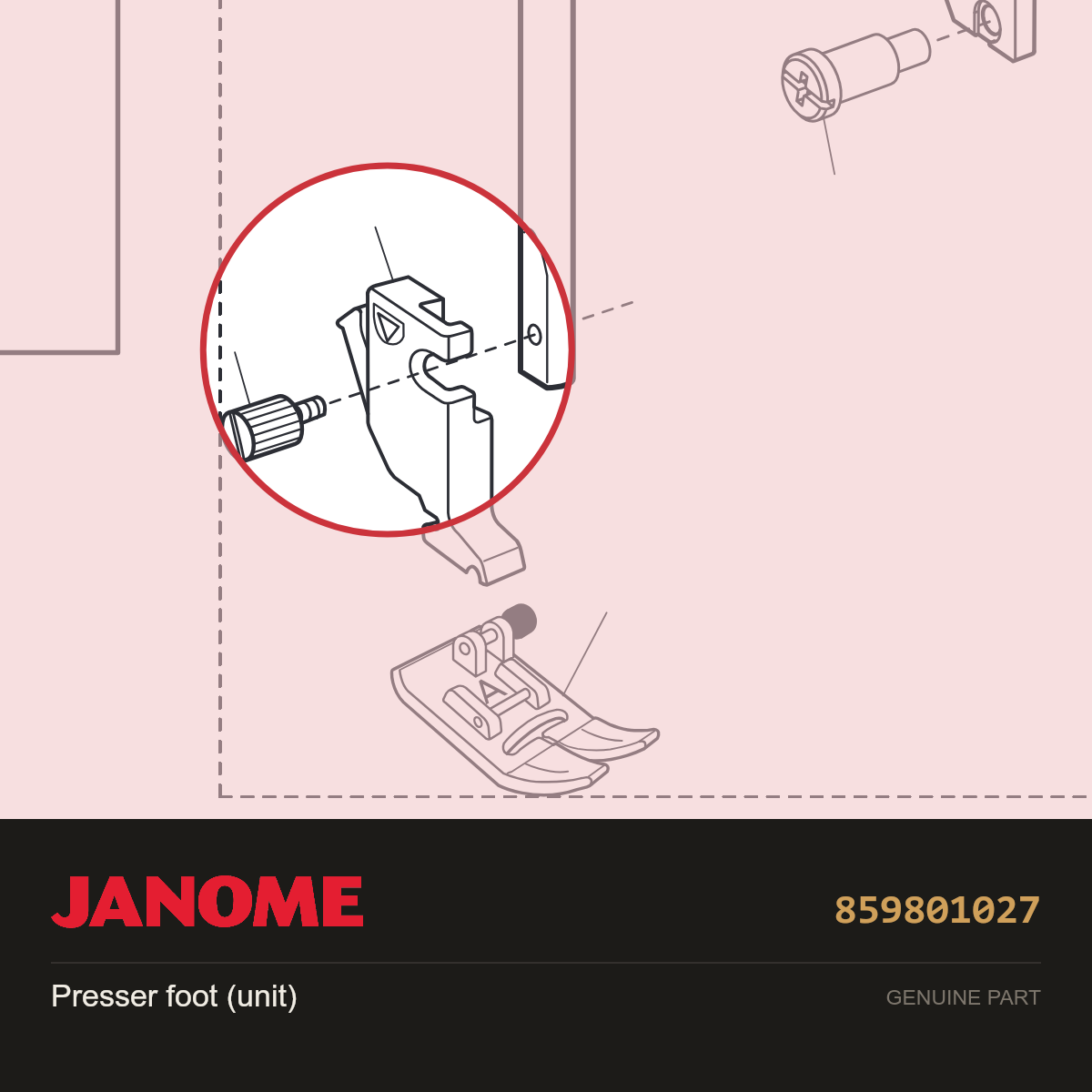 Foot Holder for 9450QCP, Janome #859801027 — shown on the Janome parts diagram