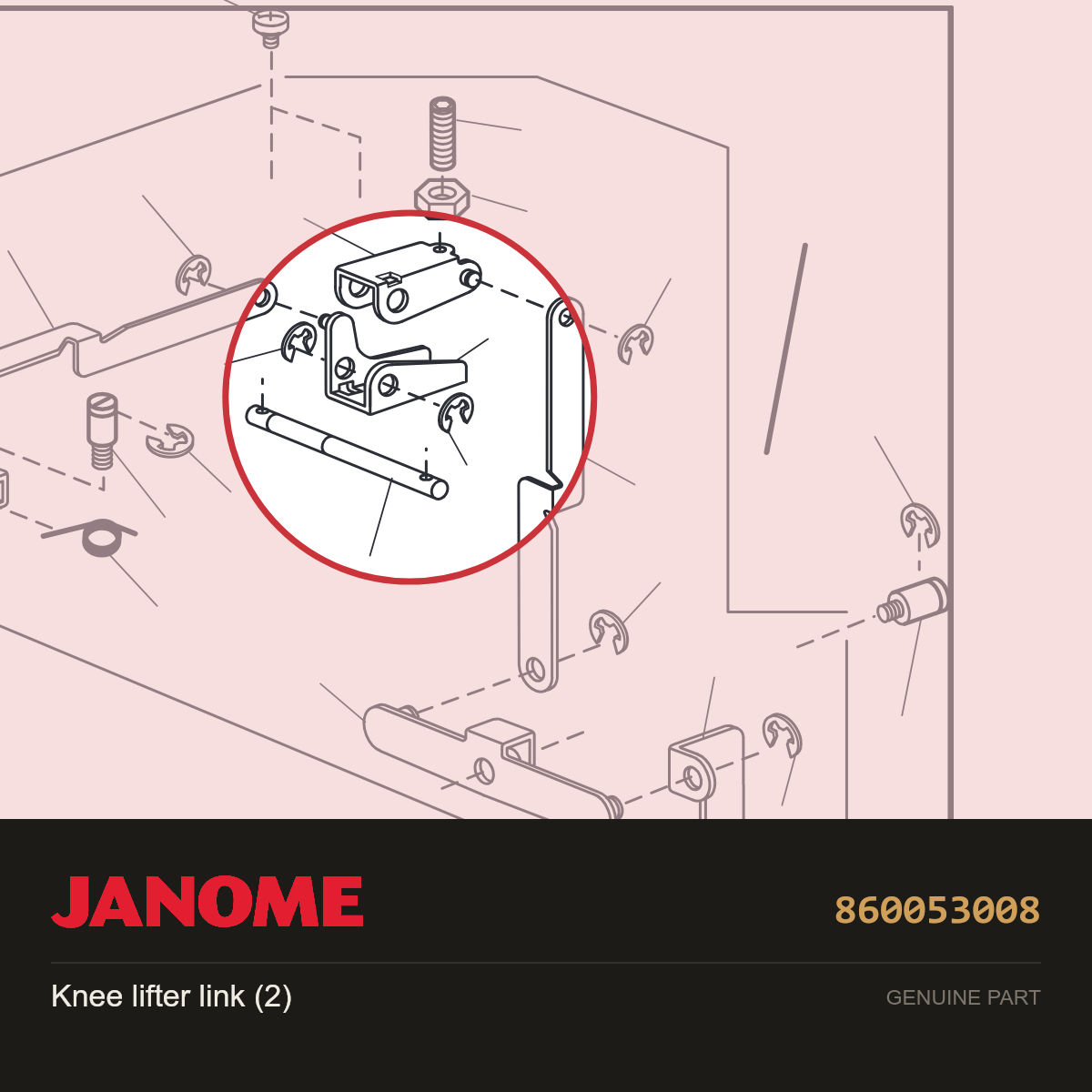 Knee lifter link (2), Janome #860053008 — shown on the Janome parts diagram