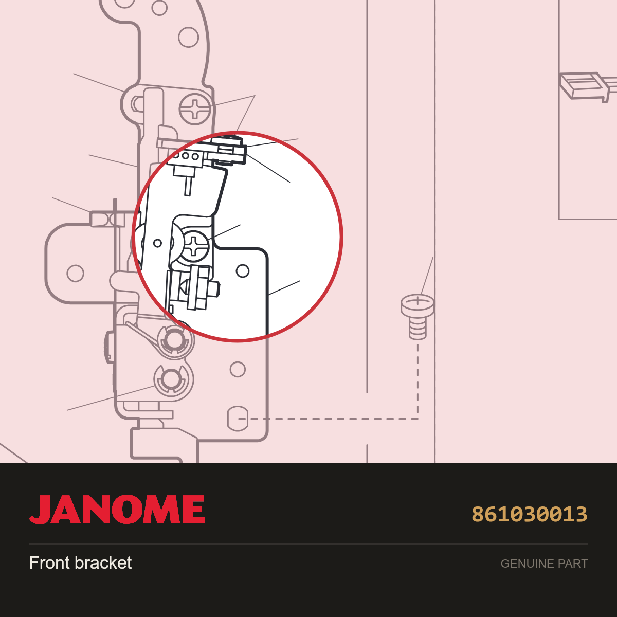 Front bracket, Janome #861030013 — shown on the Janome parts diagram