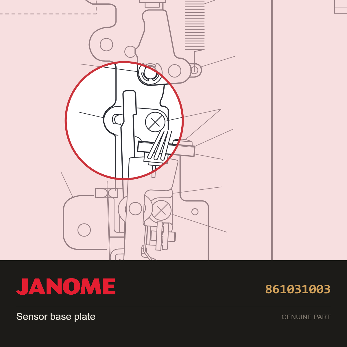 Sensor base plate, Janome #861031003 — shown on the Janome parts diagram