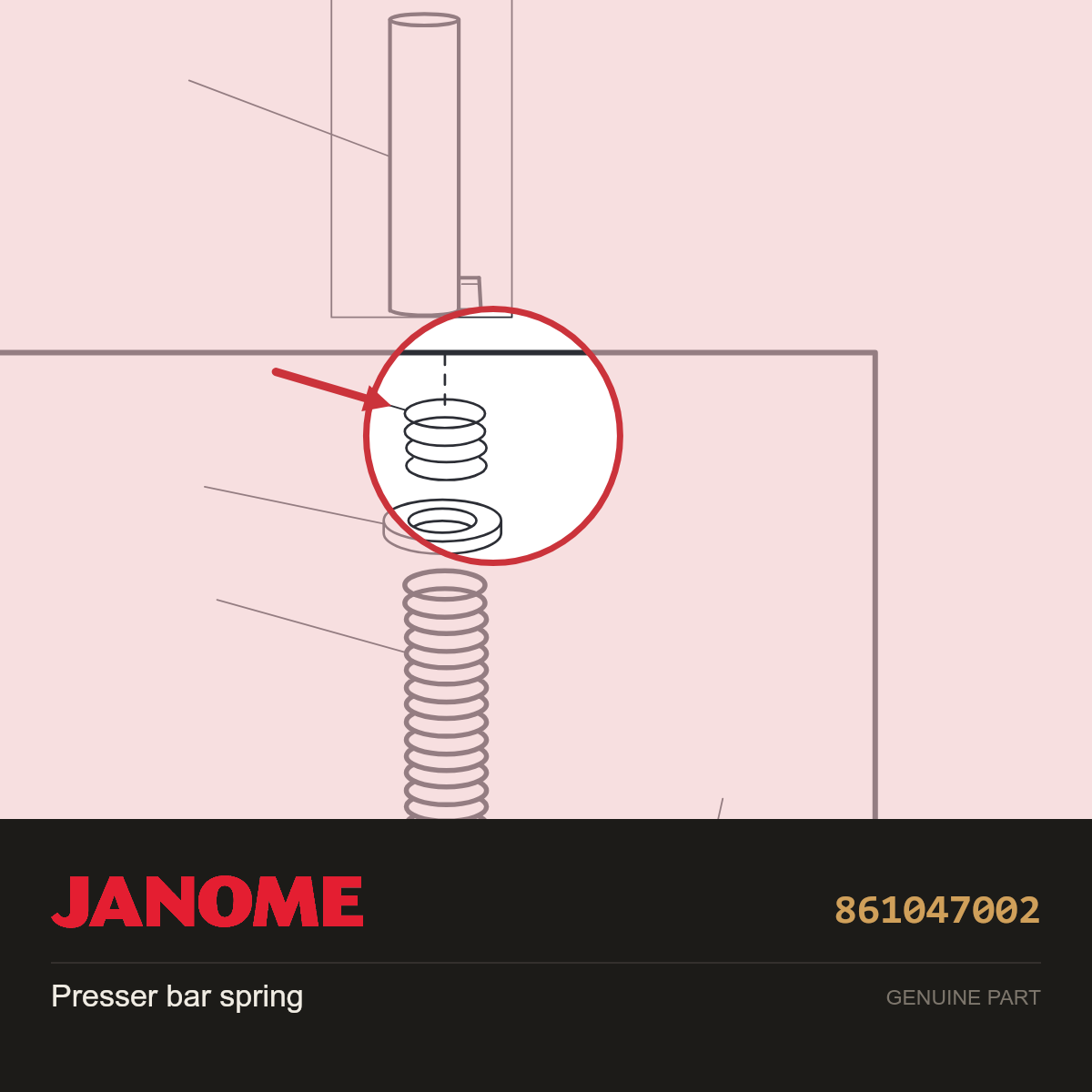 Presser bar spring, Janome #861047002 — shown on the Janome parts diagram