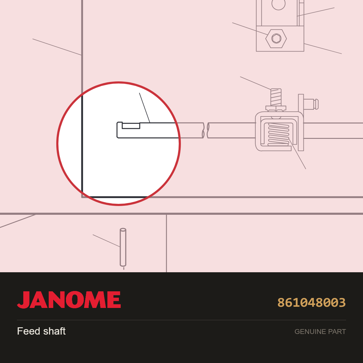 Feed shaft, Janome #861048003 — shown on the Janome parts diagram