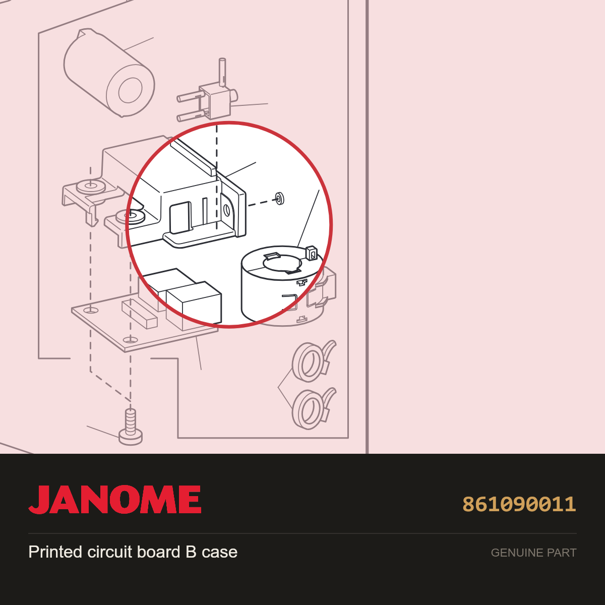 Printed circuit board B case, Janome #861090011 — shown on the Janome parts diagram