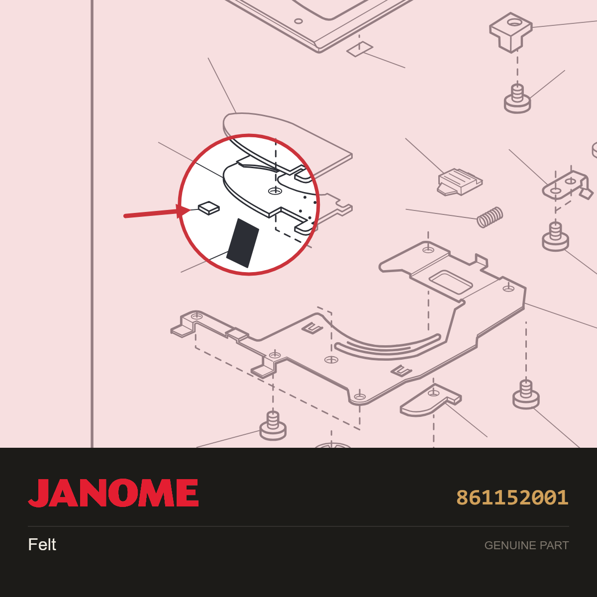 Felt, Janome #861152001 — shown on the Janome parts diagram