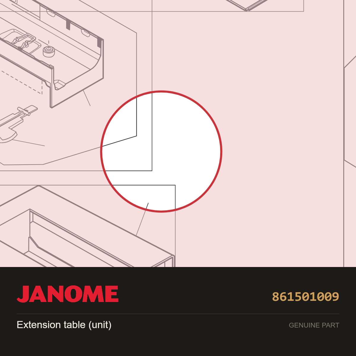 Extension table (unit), Janome #861501009 — shown on the Janome parts diagram