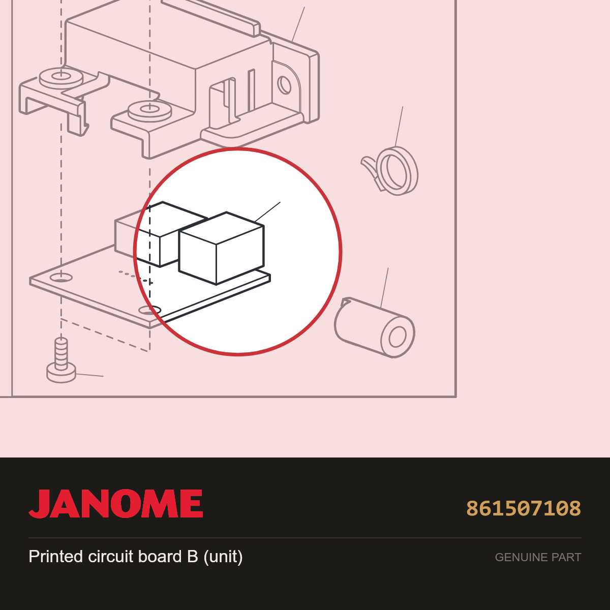 Printed circuit board B (unit), Janome #861507108 — shown on the Janome parts diagram
