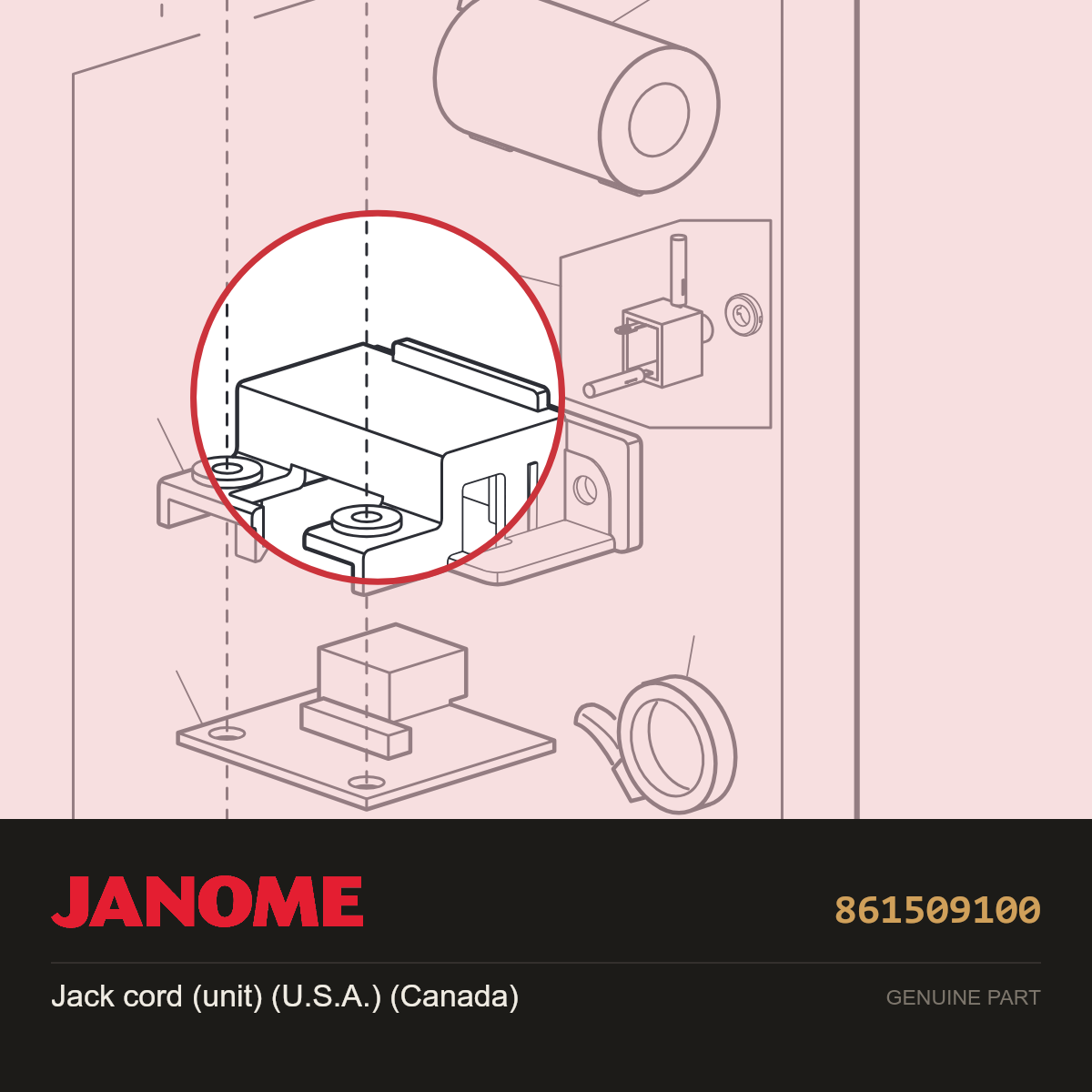 Jack cord (unit) (U.S.A.), Janome #861509100 — shown on the Janome parts diagram