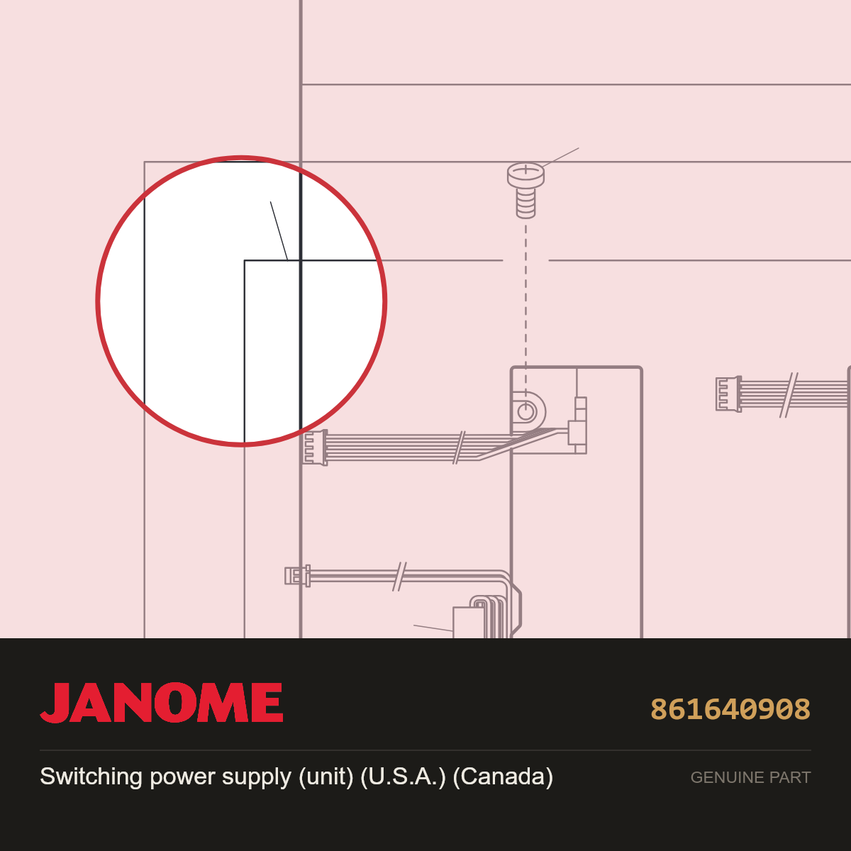 Switch Power Supply, Janome #861640908 — shown on the Janome parts diagram