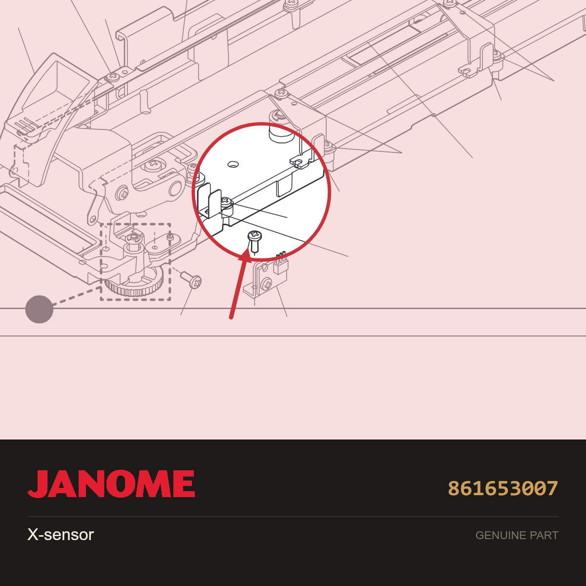 X-sensor, Janome #861653007 — shown on the Janome parts diagram