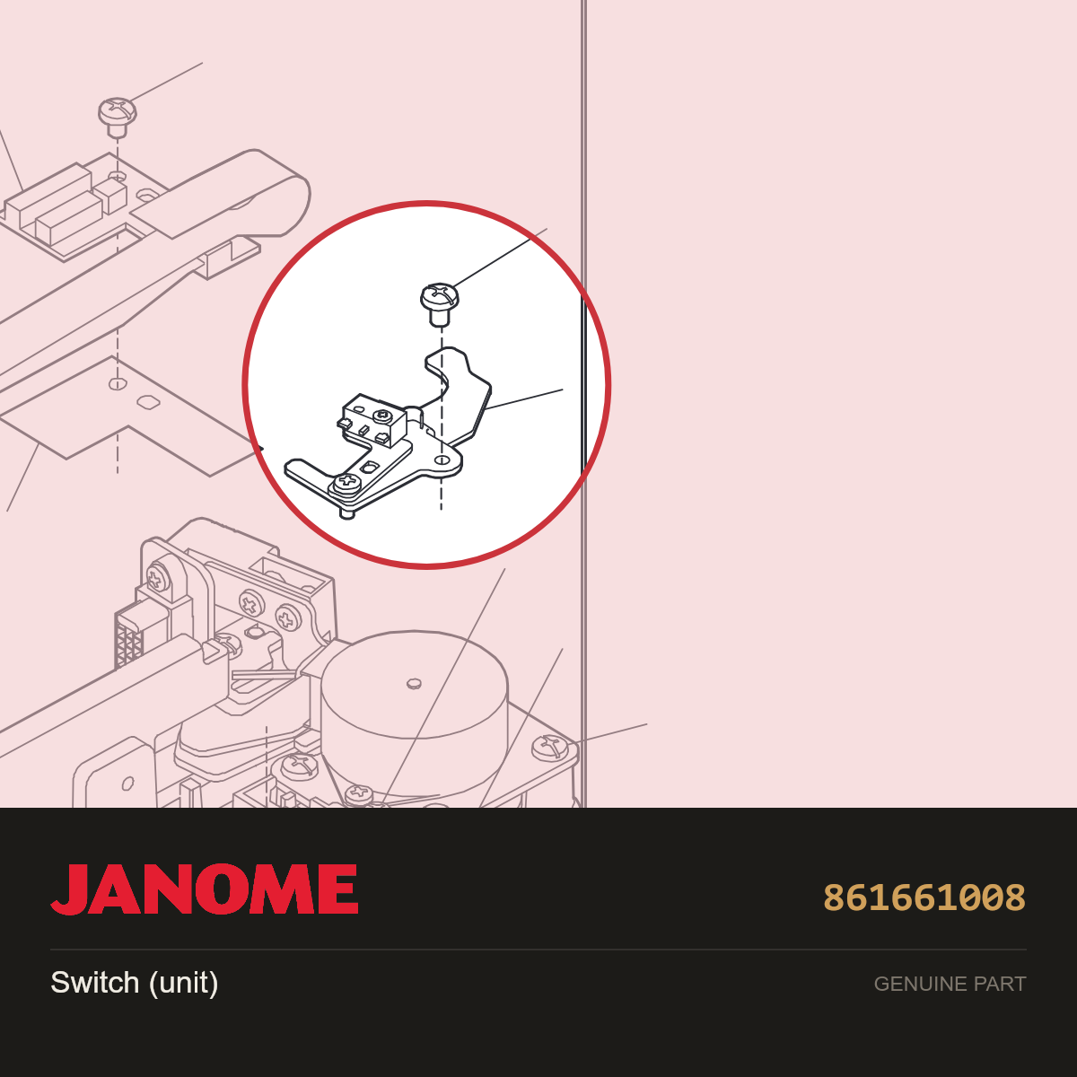 Switch (unit), Janome #861661008 — shown on the Janome parts diagram