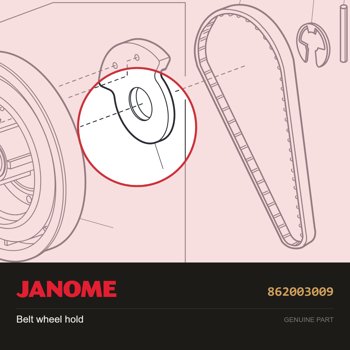 Belt wheel holder, Janome #862003009 — shown on the Janome parts diagram