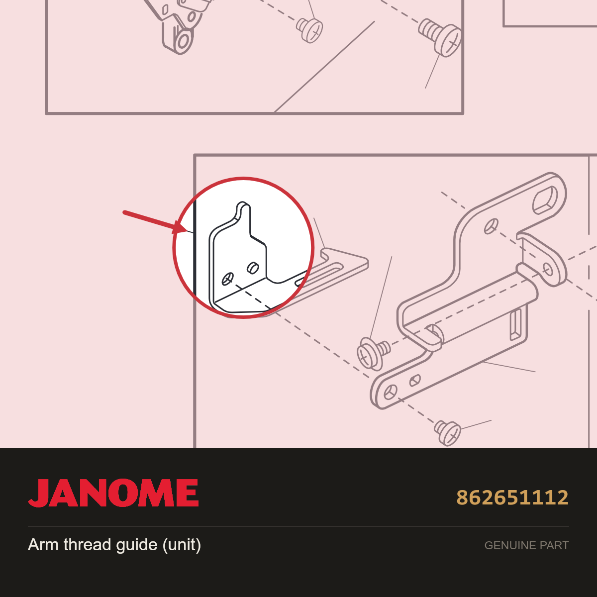 Arm thread guide (unit), Janome #862651112 — shown on the Janome parts diagram