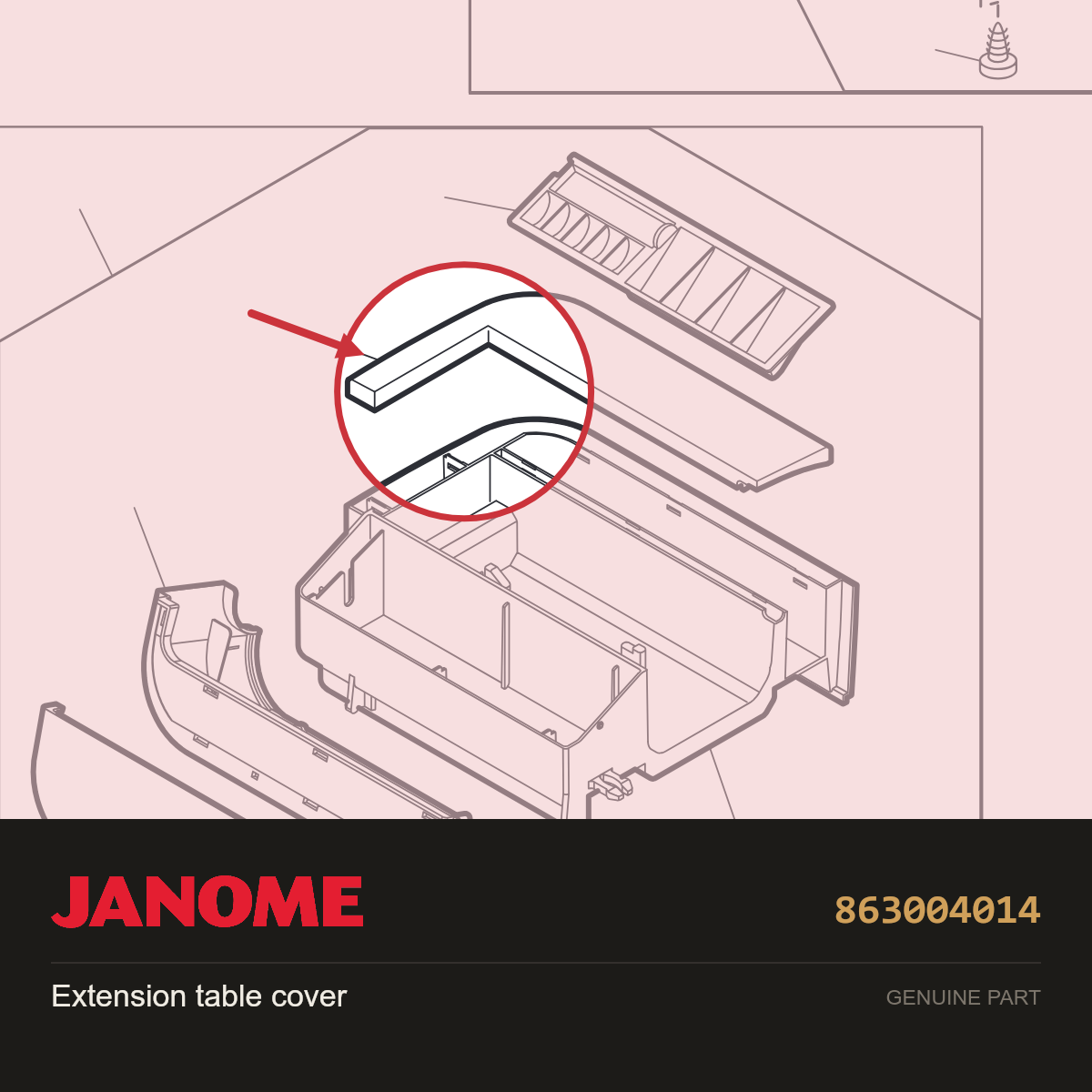 Extension table cover, Janome #863004014 — shown on the Janome parts diagram