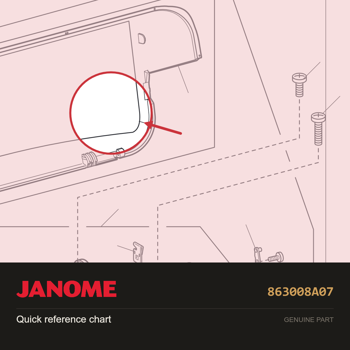 Quick reference chart, Janome #863008A07 — shown on the Janome parts diagram