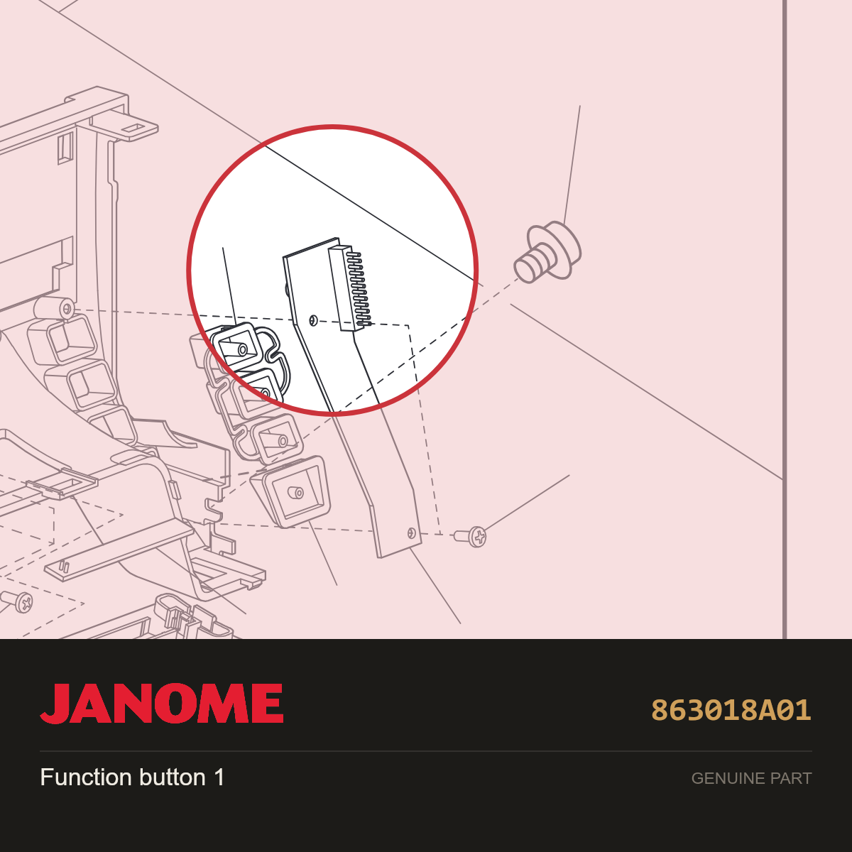 Function button 1, Janome #863018A01 — shown on the Janome parts diagram