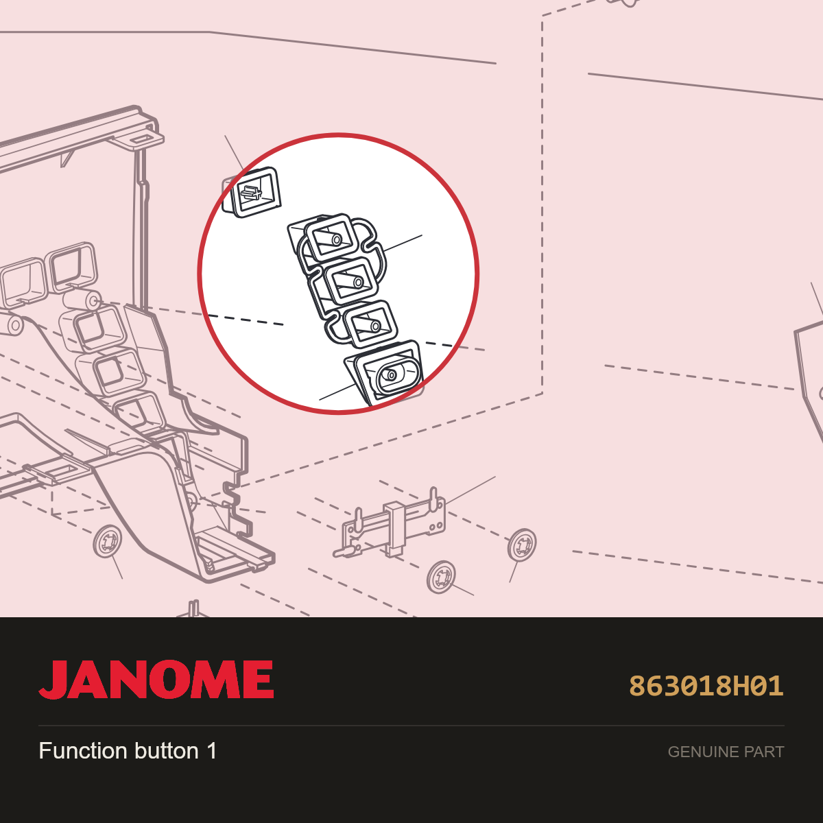 Function button 1, Janome #863018H01 — shown on the Janome parts diagram