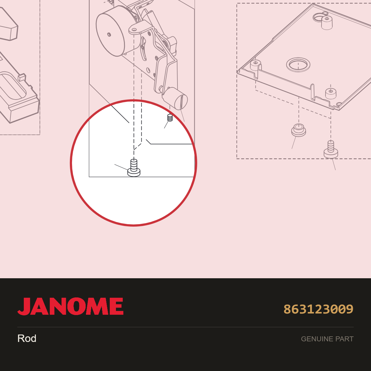 Rod, Janome #863123009 — shown on the Janome parts diagram