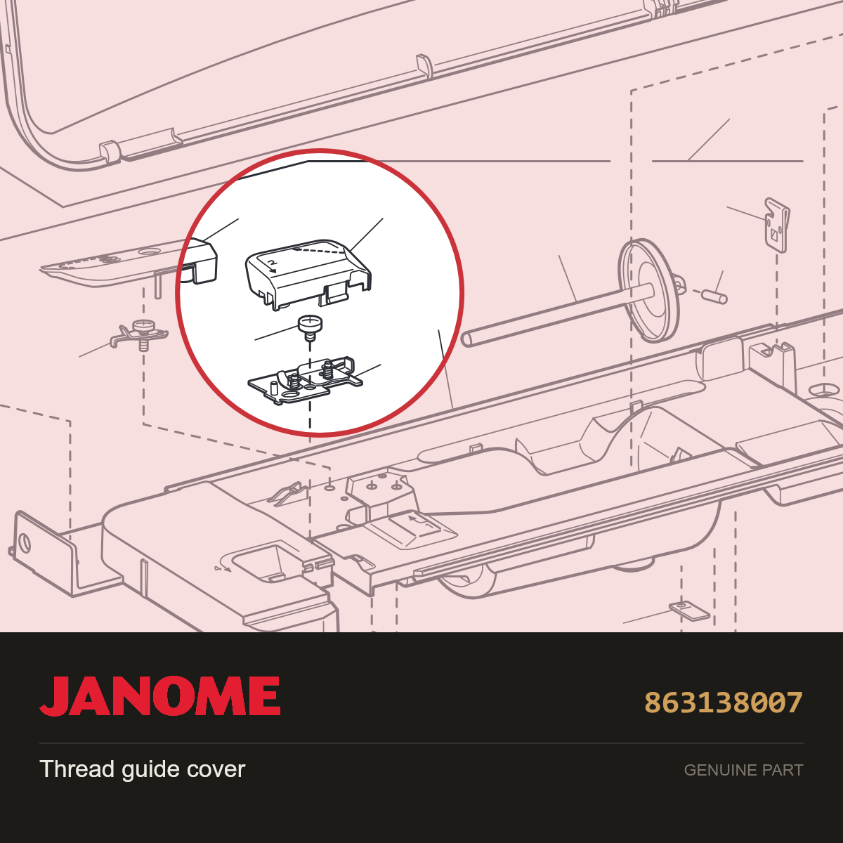 Thread guide cover, Janome #863138007 — shown on the Janome parts diagram