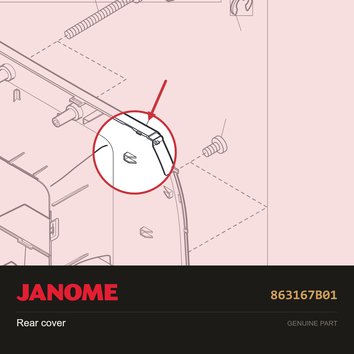 Rear cover, Janome #863167B01 — shown on the Janome parts diagram