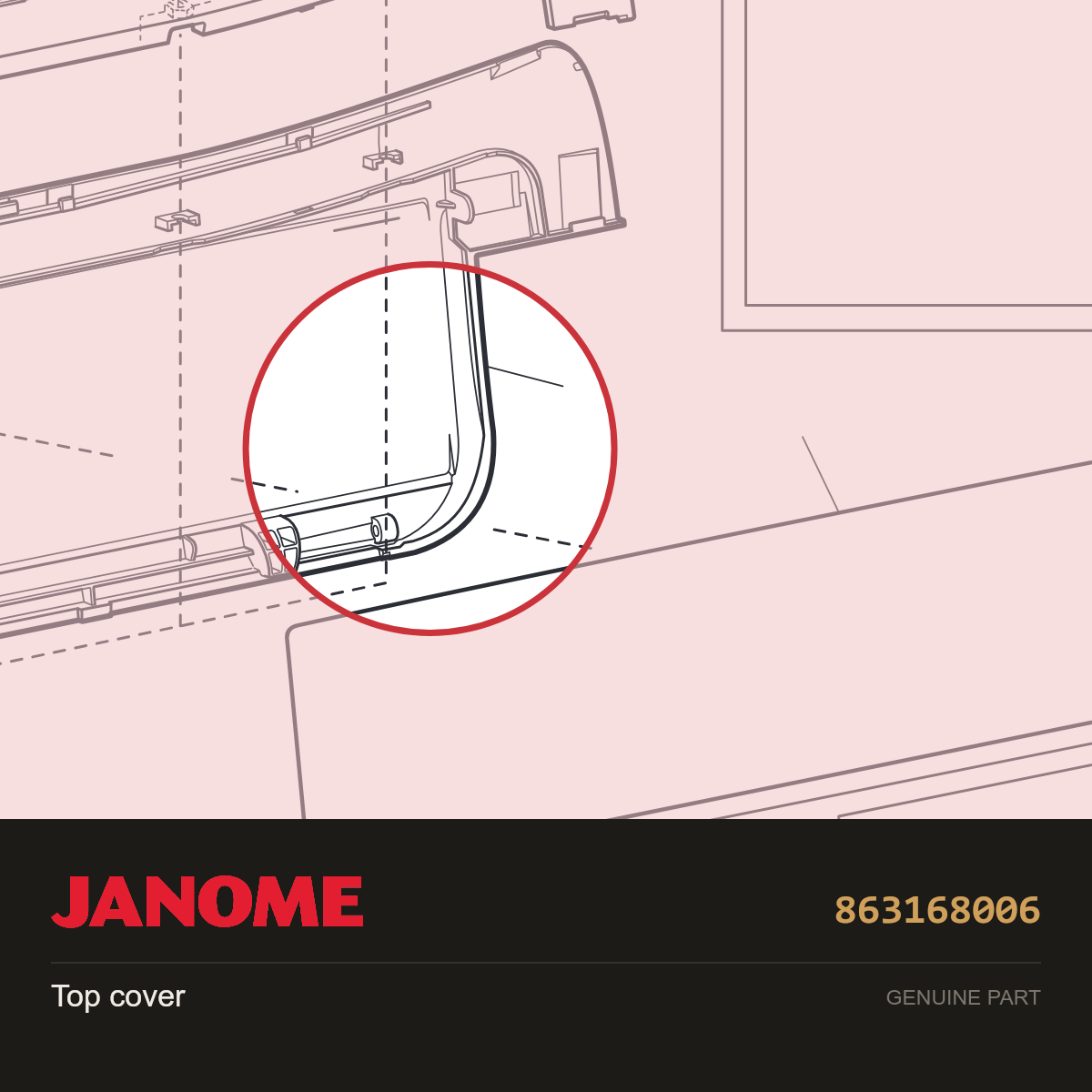 Top cover, Janome #863168006 — shown on the Janome parts diagram