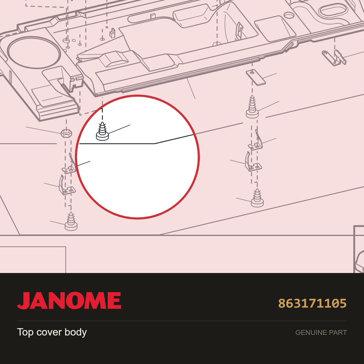 Top cover body, Janome #863171105 — shown on the Janome parts diagram