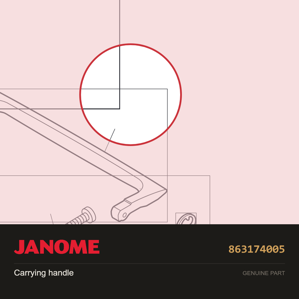 Carrying handle, Janome #863174005 — shown on the Janome parts diagram