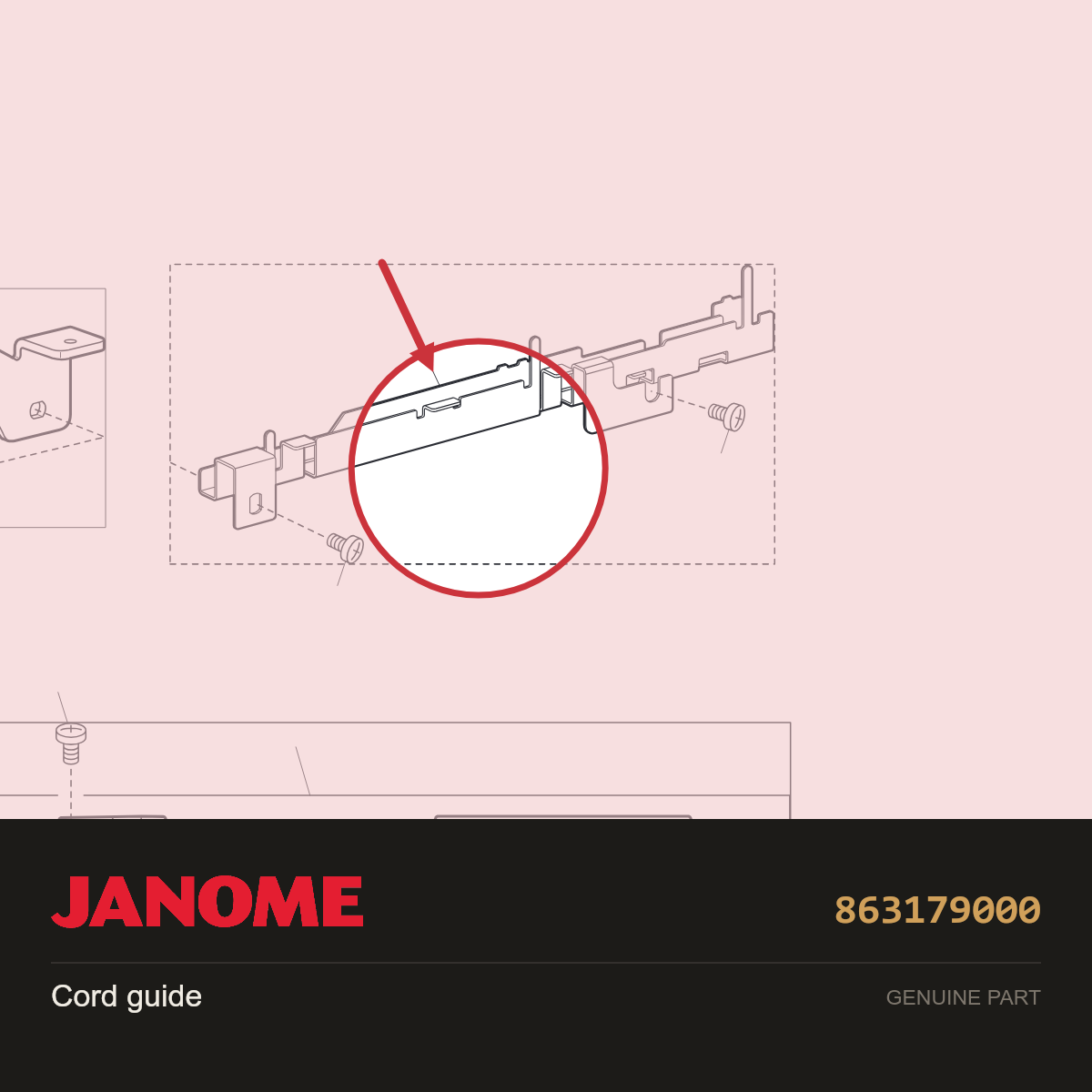 Cord guide, Janome #863179000 — shown on the Janome parts diagram