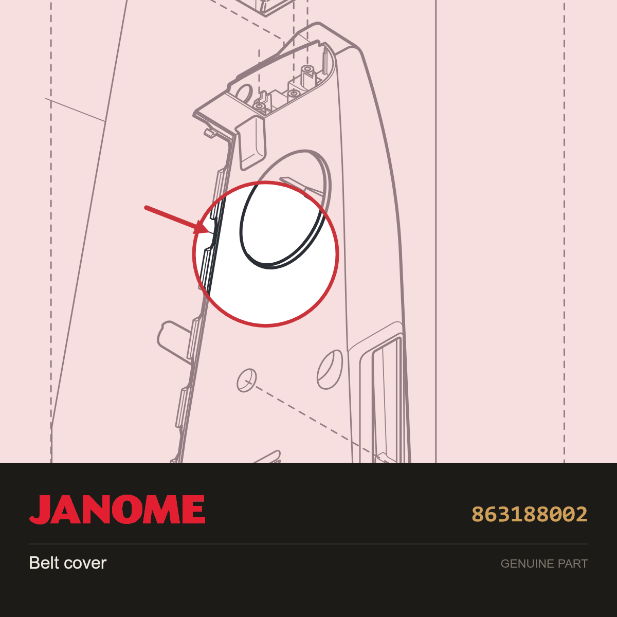 Belt cover, Janome #863188002 — shown on the Janome parts diagram