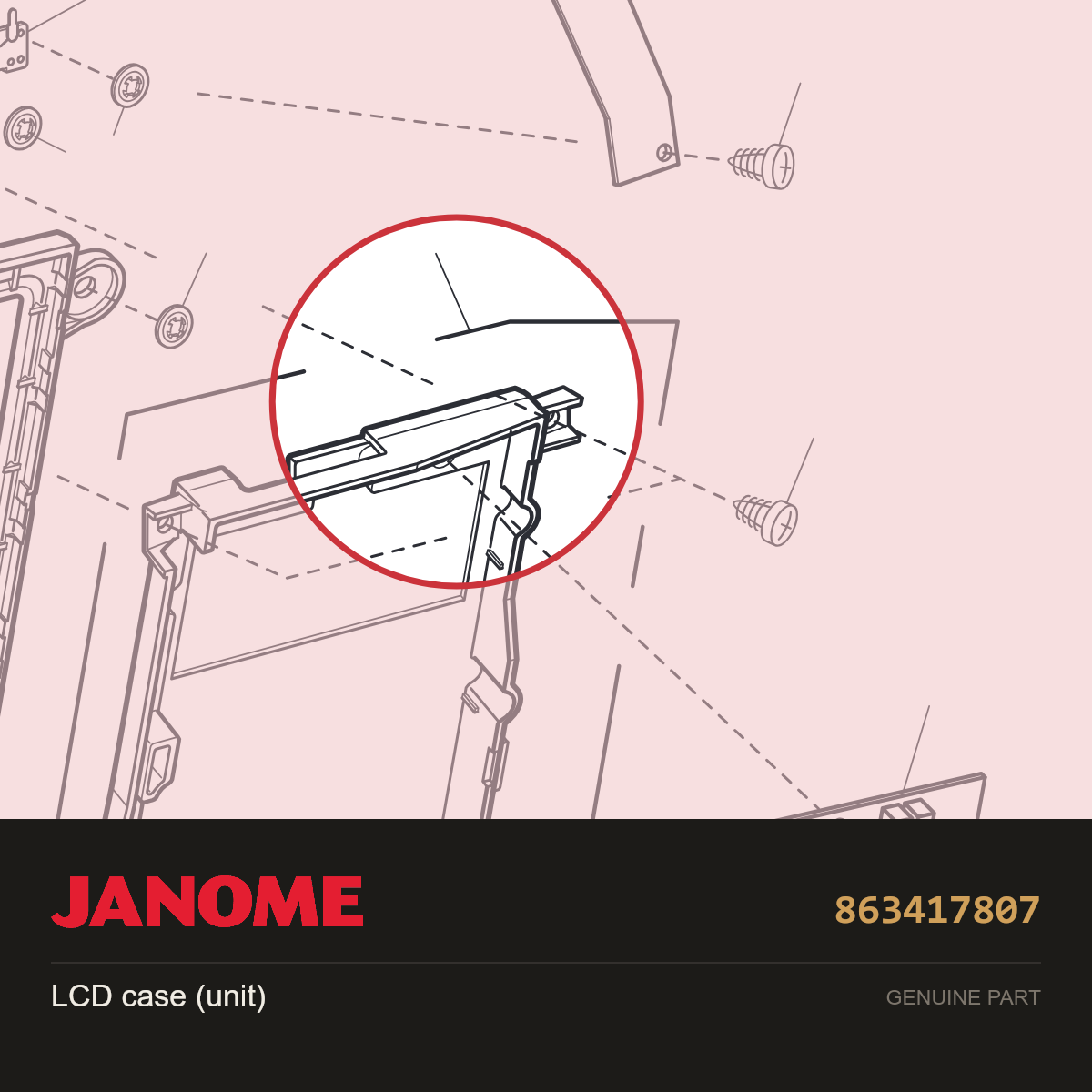 LCD case (unit), Janome #863417807 — shown on the Janome parts diagram