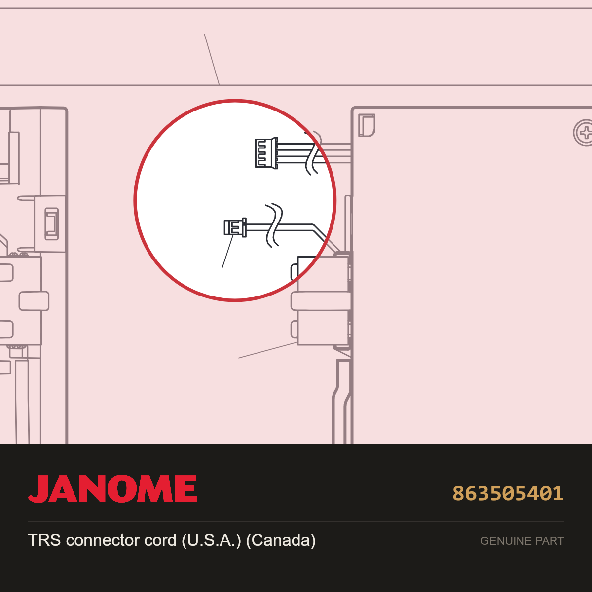 TRS connector cord (US,CAN), Janome #863505401 — shown on the Janome parts diagram