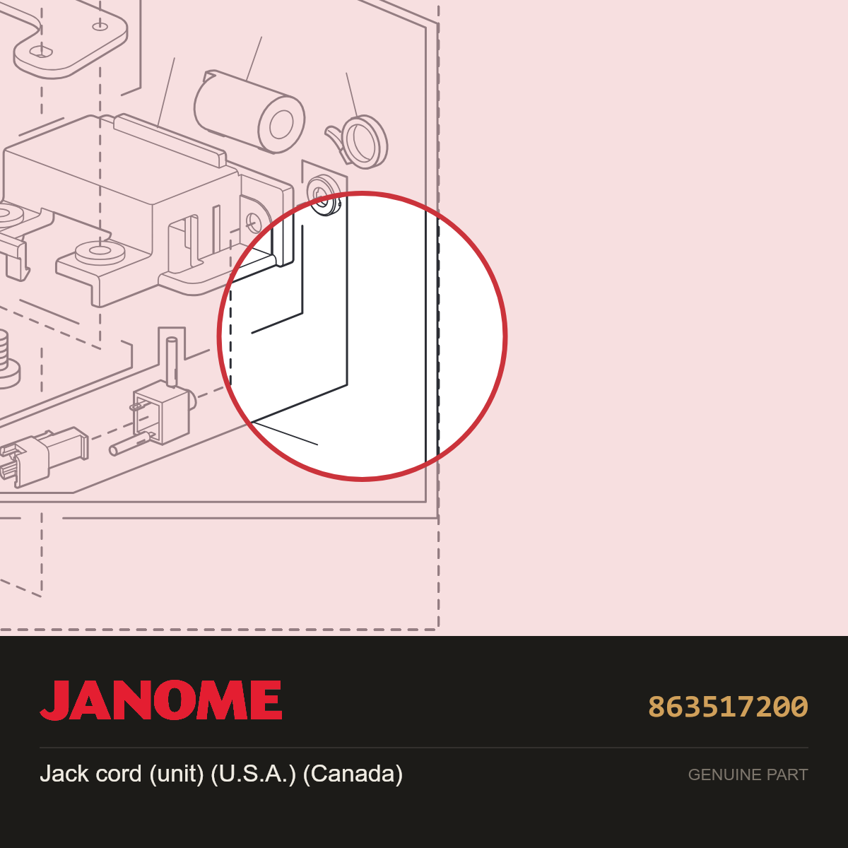 Jack cord (unit) (Usa/Can), Janome #863517200 — shown on the Janome parts diagram