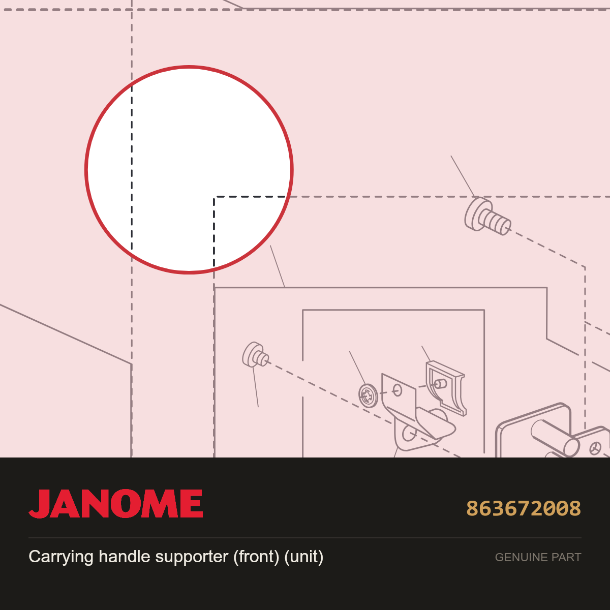 Carry hand supp (front) (unit), Janome #863672008 — shown on the Janome parts diagram