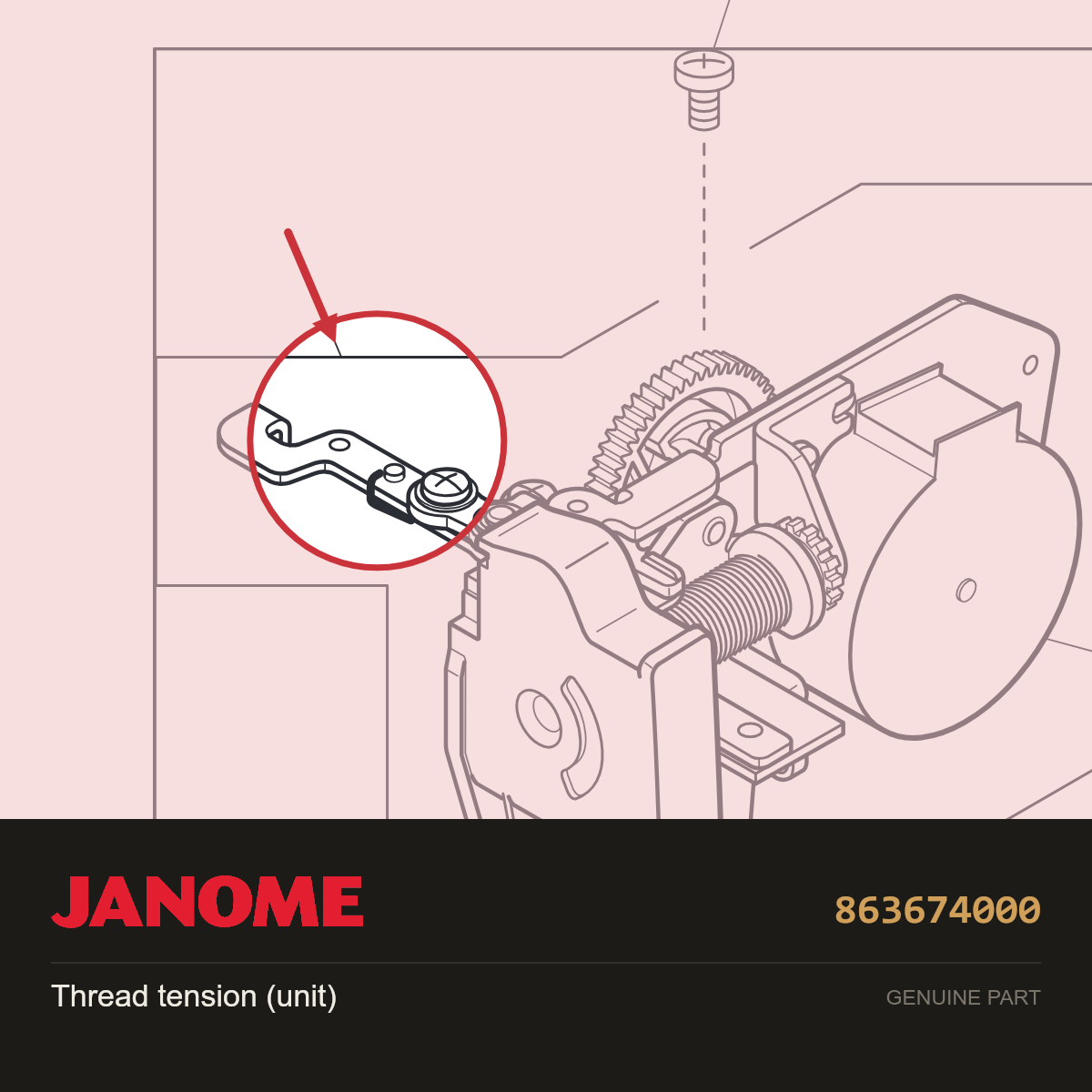 Thread tension (unit), Janome #863674000 — shown on the Janome parts diagram