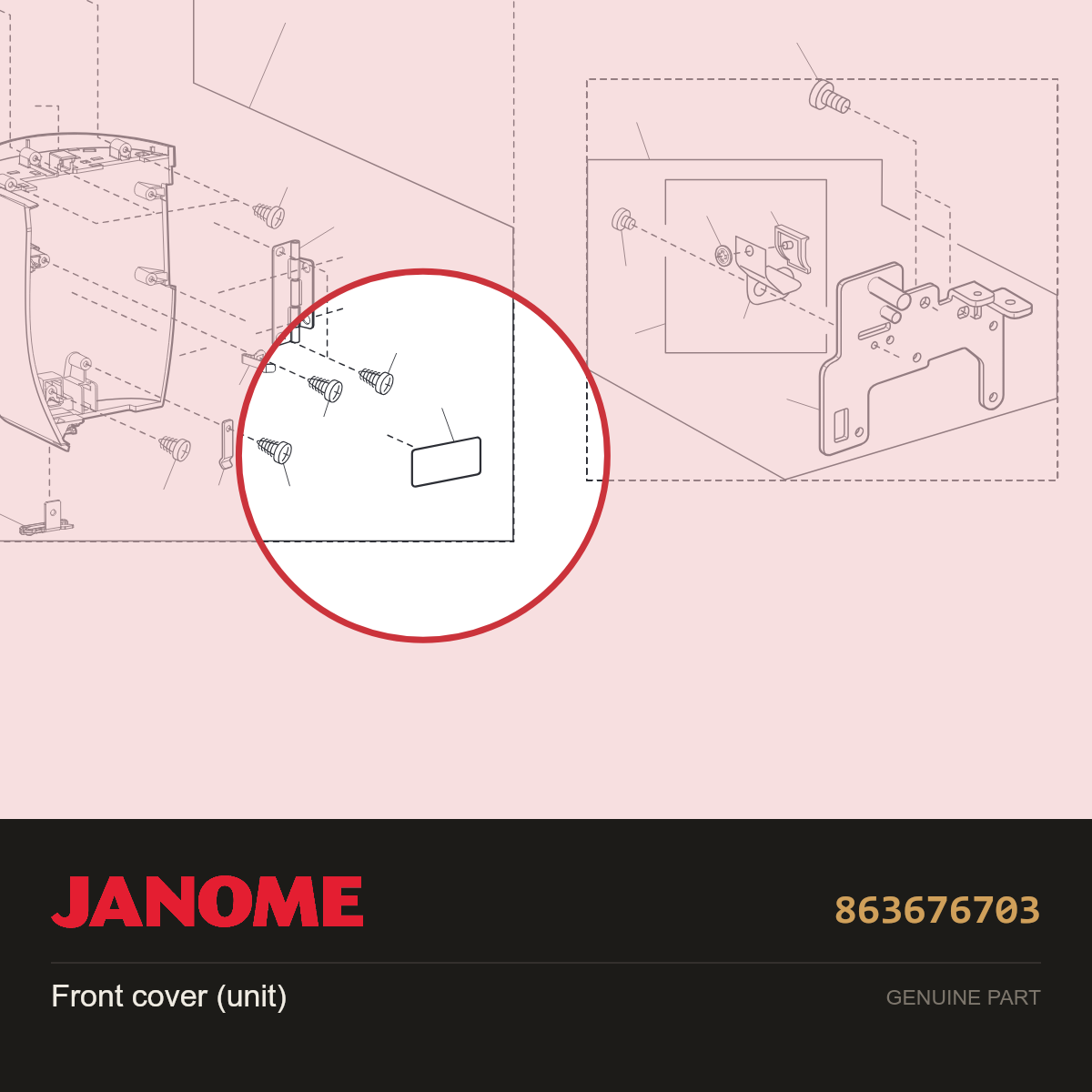 Front cover (unit), Janome #863676703 — shown on the Janome parts diagram