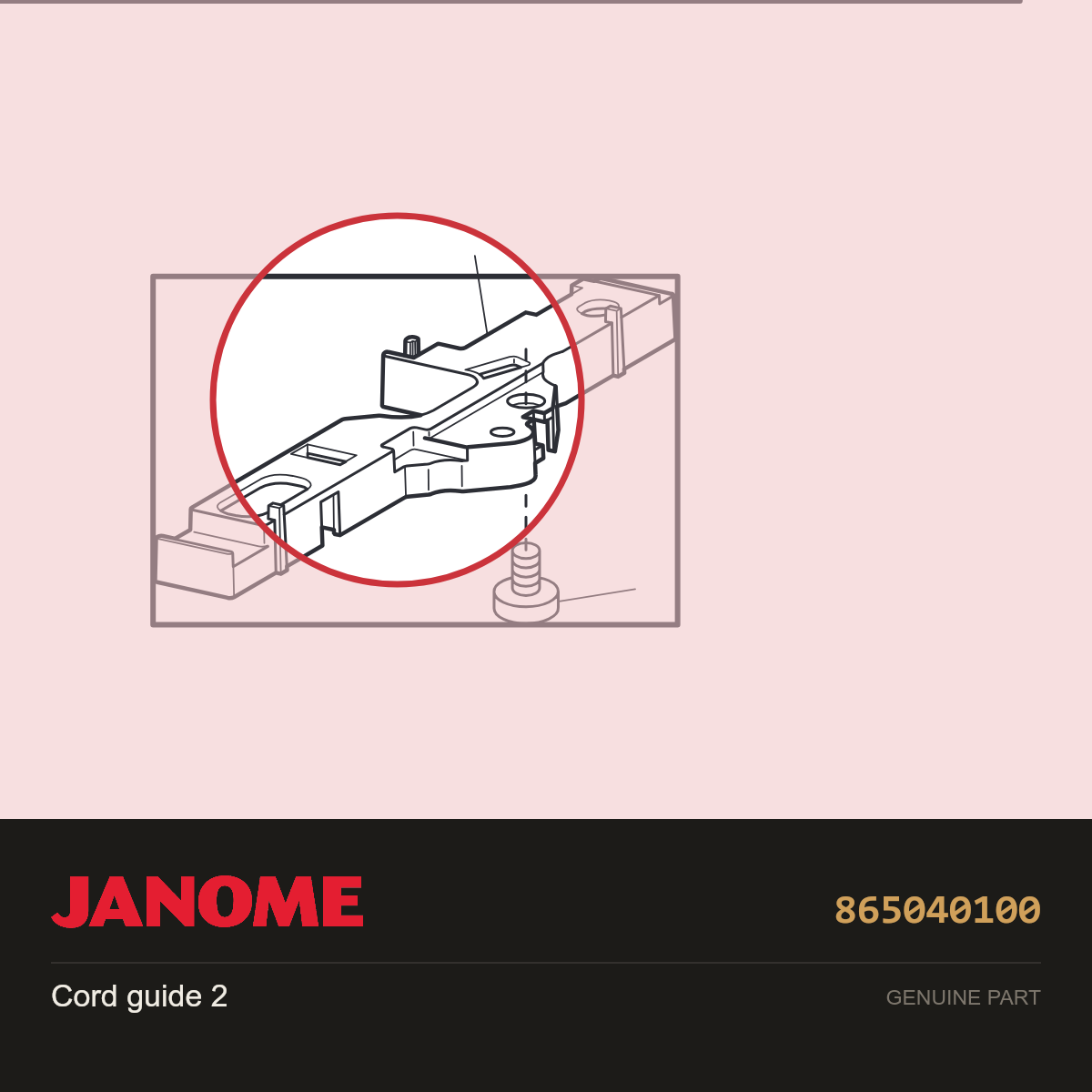 Cord guide 2, Janome #865040100 — shown on the Janome parts diagram