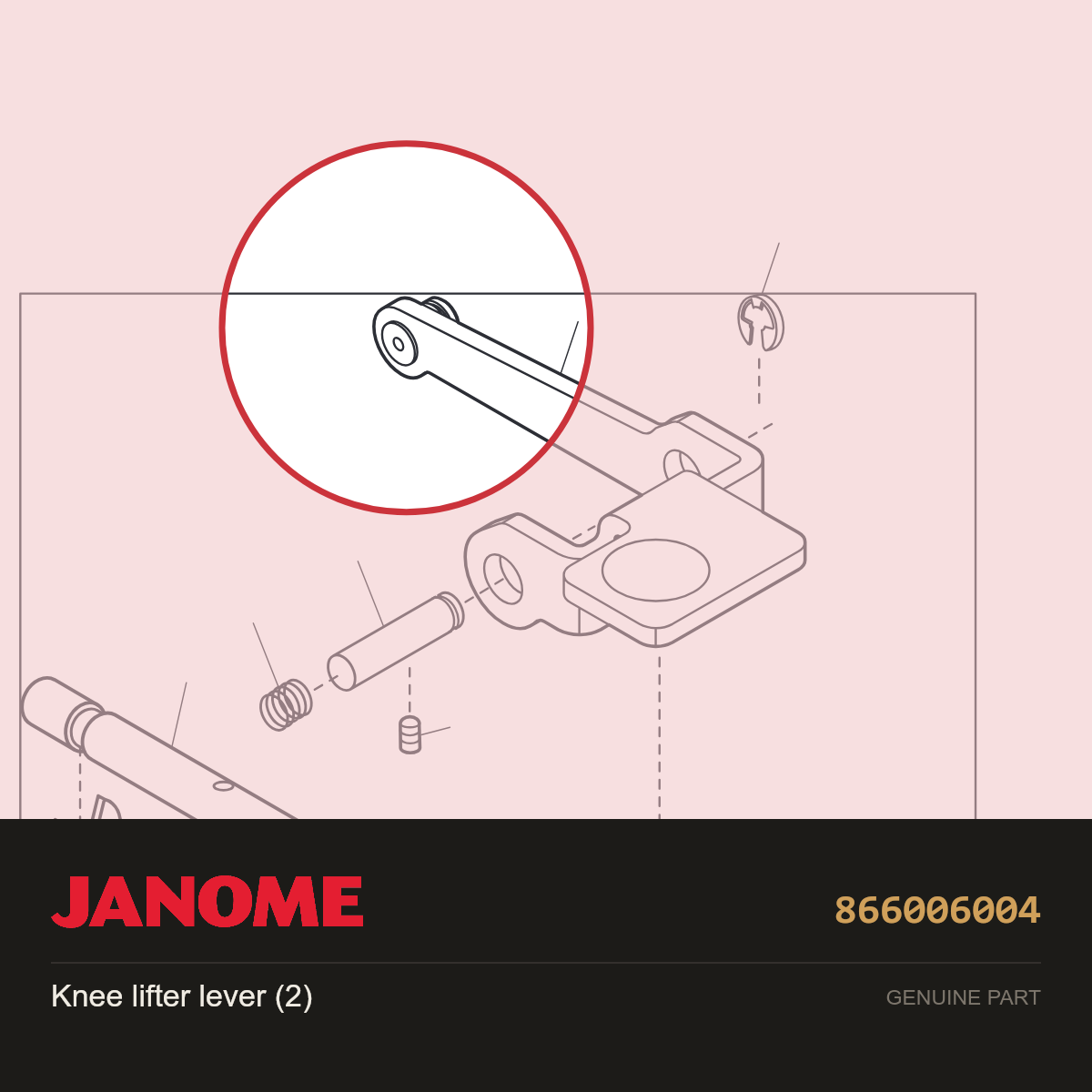 Knee lifter lever (2), Janome #866006004 — shown on the Janome parts diagram