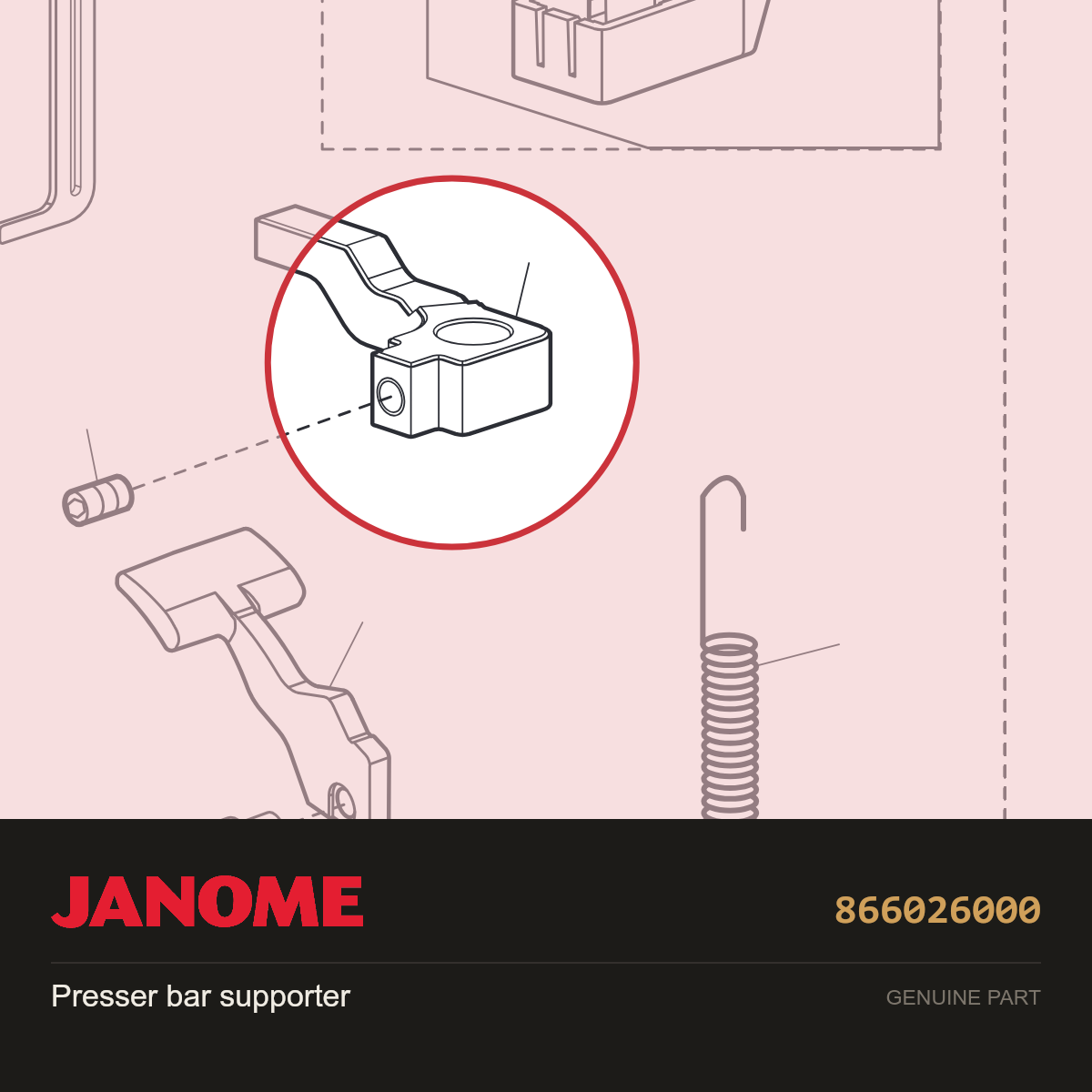 Presser bar supporter, Janome #866026000 — shown on the Janome parts diagram