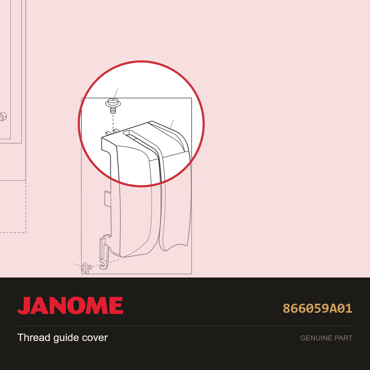 Thread guide cover, Janome #866059A01 — shown on the Janome parts diagram