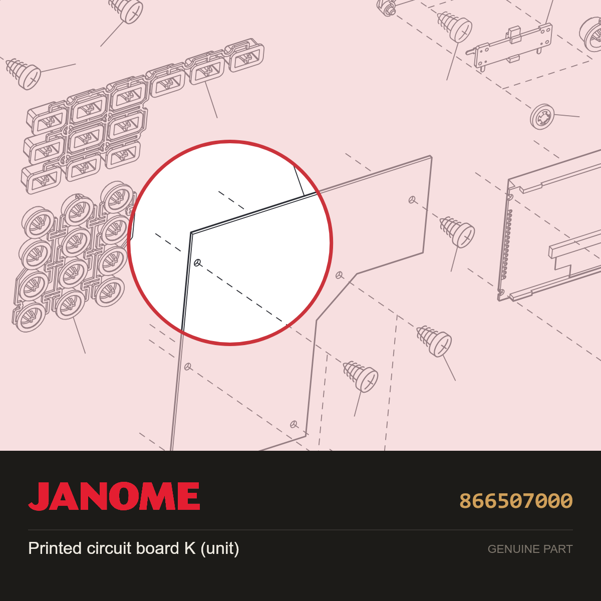 Printed circuit board K (Unit), Janome #866507000 — shown on the Janome parts diagram